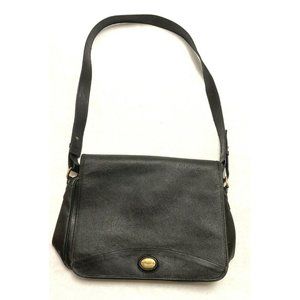 Authentic Salvatore Ferragamo | Black Fold over Leather Crossbody Large Bag
